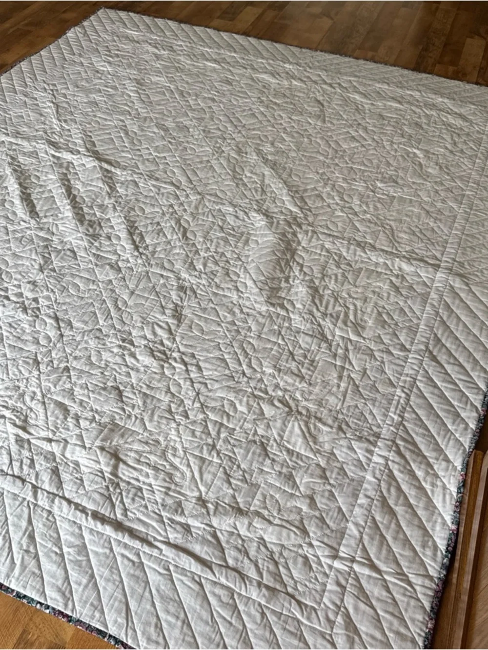 Large Handmade Star Quilt 105 x 90 Oversized Queen King Size Quilted Bedspread